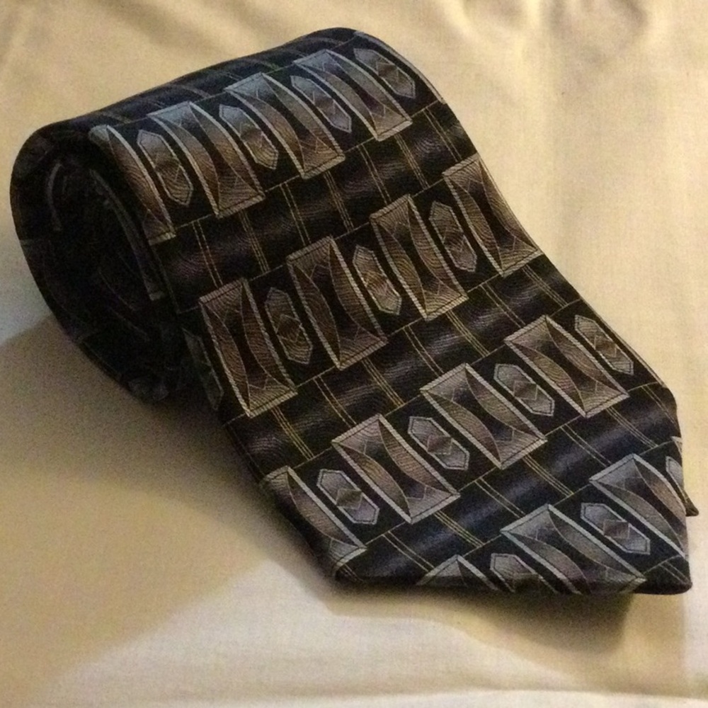 Modern Black and Gray Geometric Tie